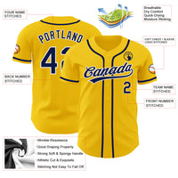 Custom Baseball Jersey - Yellow Navy-White Authentic
