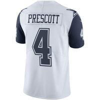 Dallas Cowboys Dak Prescott White Color Rush Limited Jersey