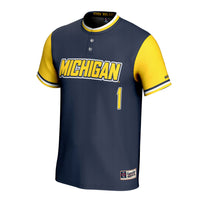 Michigan Wolverines Lightweight Collegiate Softball Fashion Jersey - Navy