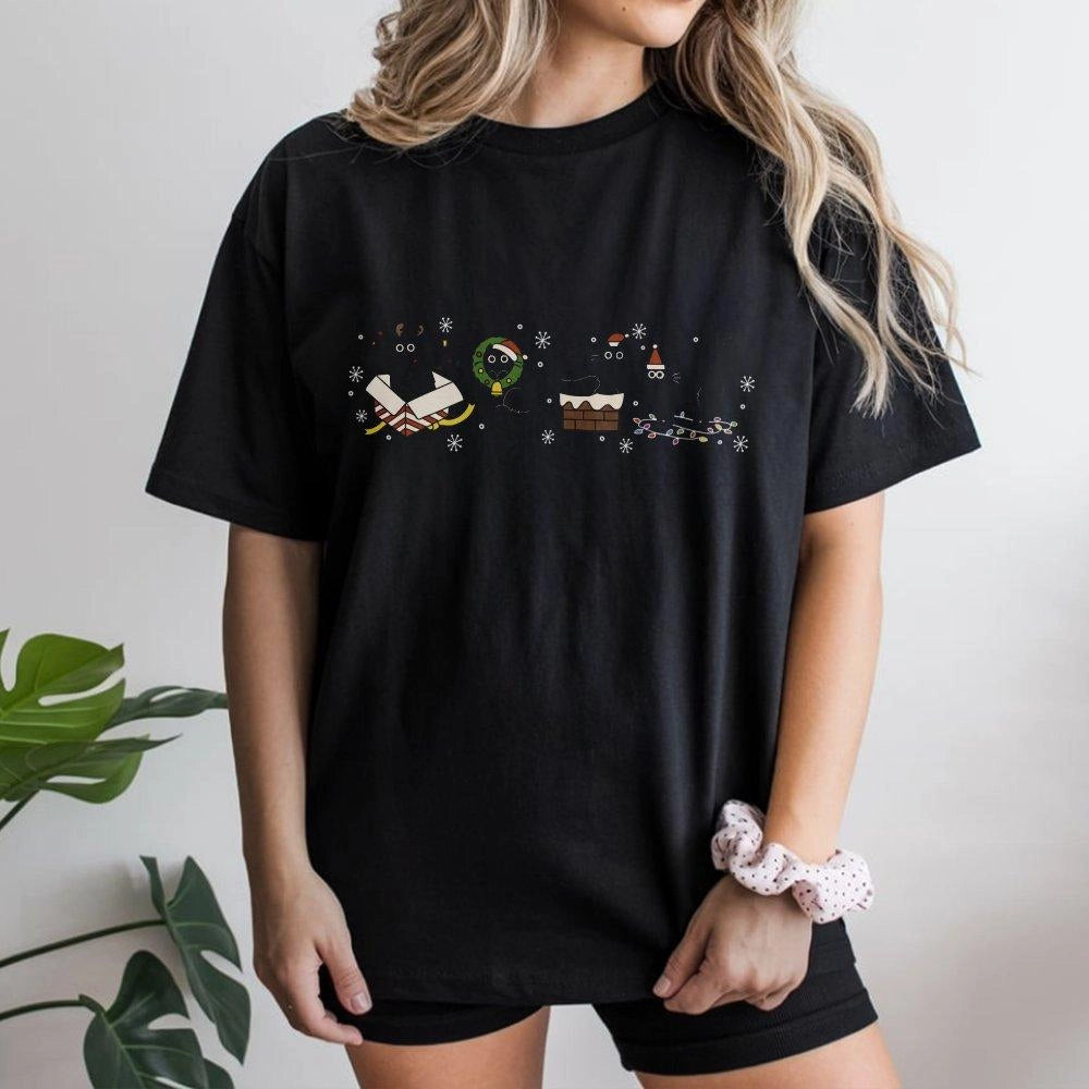 Christmas Black Cat T-Shirt | Festive Kittens Holiday Graphic | Premium Soft Cotton | Cat Mom Gift Idea