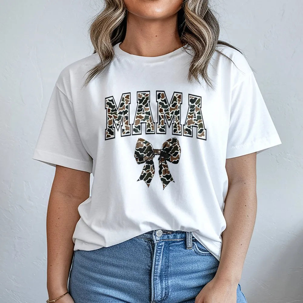 Camo Mama Sweatshirt | Coquette Bow Camouflage Graphic | Premium Cotton Blend | Mother's Day Gift for Mom