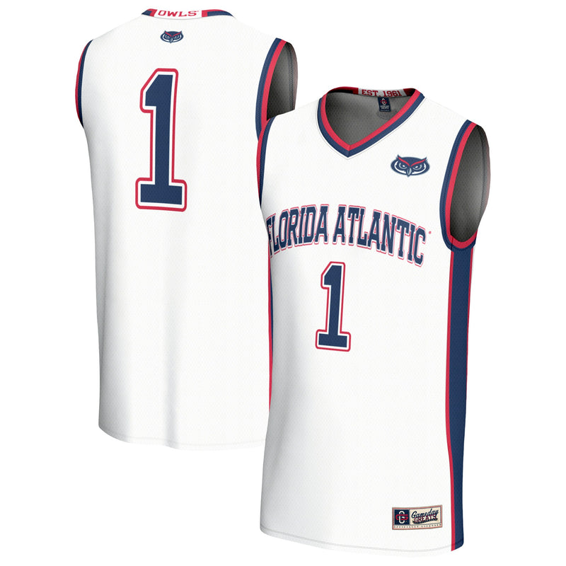 #1 Florida Atlantic Owls Lightweight Basketball Jersey - White