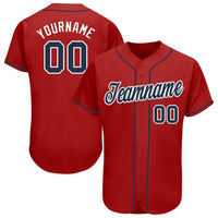 Custom Baseball Jersey - Red Navy-White