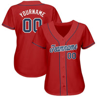 Custom Baseball Jersey - Red Navy-White