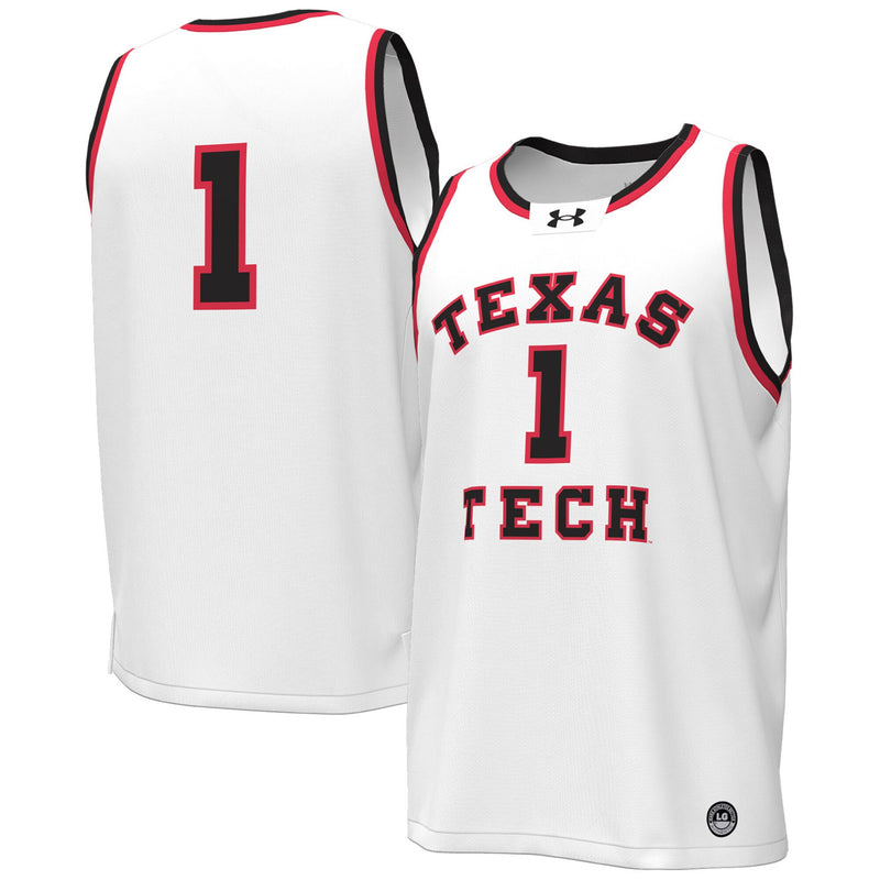 #1 White Texas Tech Red Raiders Throwback Replica Basketball Jersey