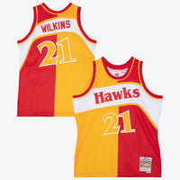 Atlanta Hawks Dominique Wilkins 1986 Split Swingman Jersey - Red/Yellow