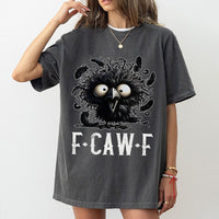 Funny Crow Graphic T-Shirt | F-CAW-F Pun Bird Lover Design | Premium 100% Cotton Tee | Gift for Him or Her