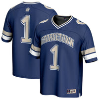 #1 Georgetown Hoyas Lightweight Collegiate Football Fashion Jersey - Navy