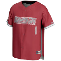 #1 Washington State Cougars Lightweight Baseball Jersey - Crimson