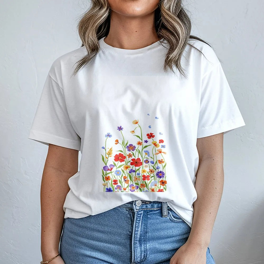 Wildflower T-Shirt | Watercolor Floral Meadow Graphic | Premium Cotton Tee | Botanical Garden Gift for Her