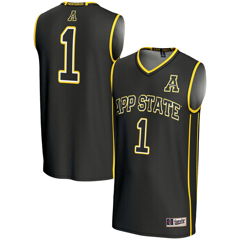 #1 Appalachian State Mountaineers Lightweight Basketball Jersey - Black