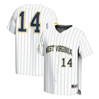 #14 West Virginia Mountaineers Lightweight Baseball Fashion Jersey - White