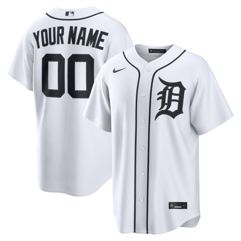 Detroit Tigers White Home Replica Custom Jersey