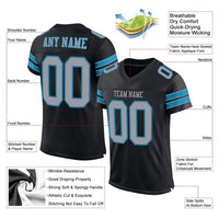 Custom Football Jersey - Black Light Gray-Panther Blue Mesh Authentic