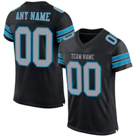 Custom Football Jersey - Black Light Gray-Panther Blue Mesh Authentic