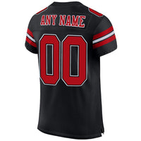 Custom Football Jersey - Black Red-White Mesh Authentic
