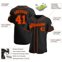 Custom Baseball Jersey - Black Orange-Black Authentic