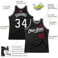 Custom Basketball Jersey - Black White-Red Authentic Throwback