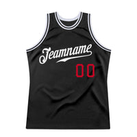 Custom Basketball Jersey - Black White-Red Authentic Throwback