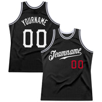 Custom Basketball Jersey - Black White-Red Authentic Throwback