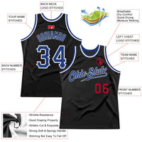 Custom Basketball Jersey - Black Royal-Red Authentic Throwback
