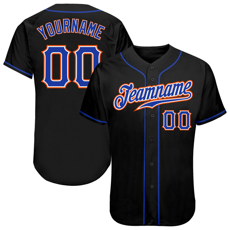 Custom Baseball Jersey - Black Royal-Orange Authentic