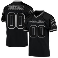 Custom Football Jersey - Black Black-Gray Mesh Authentic Throwback