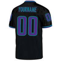 Custom Football Jersey - Black Purple-Aqua Mesh Authentic Throwback