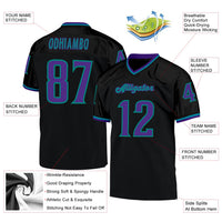 Custom Football Jersey - Black Purple-Aqua Mesh Authentic Throwback