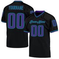 Custom Football Jersey - Black Purple-Aqua Mesh Authentic Throwback