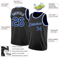 Custom Basketball Jersey - Black White Pinstripe Royal-White Authentic