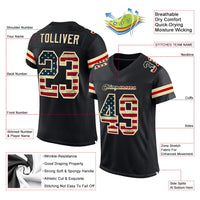 Custom Football Jersey - Black Vintage USA Flag-Cream Mesh Authentic