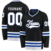 Custom Hockey Jersey - Black White-Royal