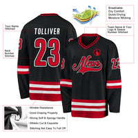 Custom Hockey Jersey - Black Red-White