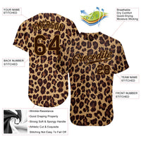 Custom Baseball Jersey - Brown Brown-Old Gold 3D Pattern Design Leopard Authentic