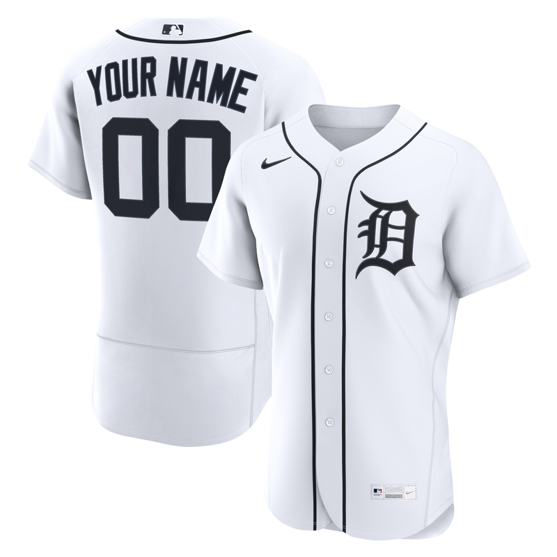 Detroit Tigers White Home Authentic Custom Jersey