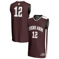 #12 Texas A&M Aggies Lightweight Basketball Fashion Jersey - Maroon
