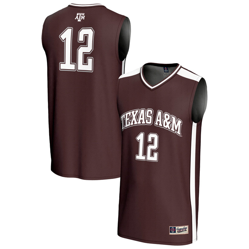 #12 Texas A&M Aggies Lightweight Basketball Fashion Jersey - Maroon