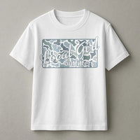 Local Girl Graphic Tee | Blue Camouflage Print Shirt | Soft 100% Cotton | Hometown Pride Gift for Her