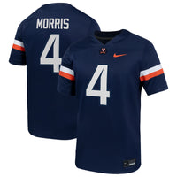 Chandler Morris Virginia Cavaliers Home NIL Football Game Jersey - Navy