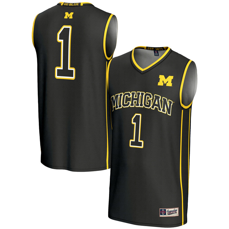 #1 Michigan Wolverines Lightweight Basketball Jersey - Black
