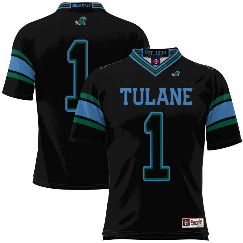 #1 Tulane Green Wave Football Jersey - Black