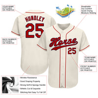 Custom Baseball Jersey - Cream Red-Navy Authentic