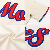 Custom Baseball Jersey - Cream Red-Royal Authentic Throwback Rib-Knit