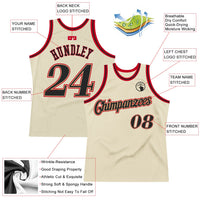 Custom Basketball Jersey - Cream Black-Red Authentic Throwback