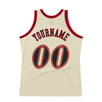 Custom Basketball Jersey - Cream Black-Red Authentic Throwback