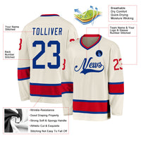 Custom Hockey Jersey - Cream Royal-Red