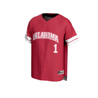#1 Oklahoma Sooners Lightweight Collegiate Baseball Fashion Jersey - Crimson