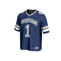 #1 Georgetown Hoyas Lightweight Collegiate Football Fashion Jersey - Navy