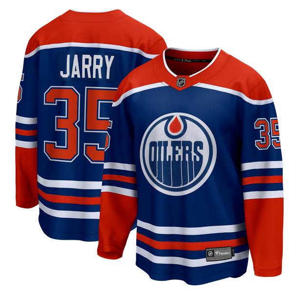 Edmonton Oilers Tristan Jarry Royal Home Premier Breakaway Player Jersey